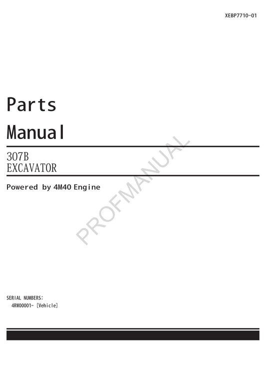 Ersatzteilkatalog für Bagger Caterpillar Cat 307B, Serie 4RW1-Up