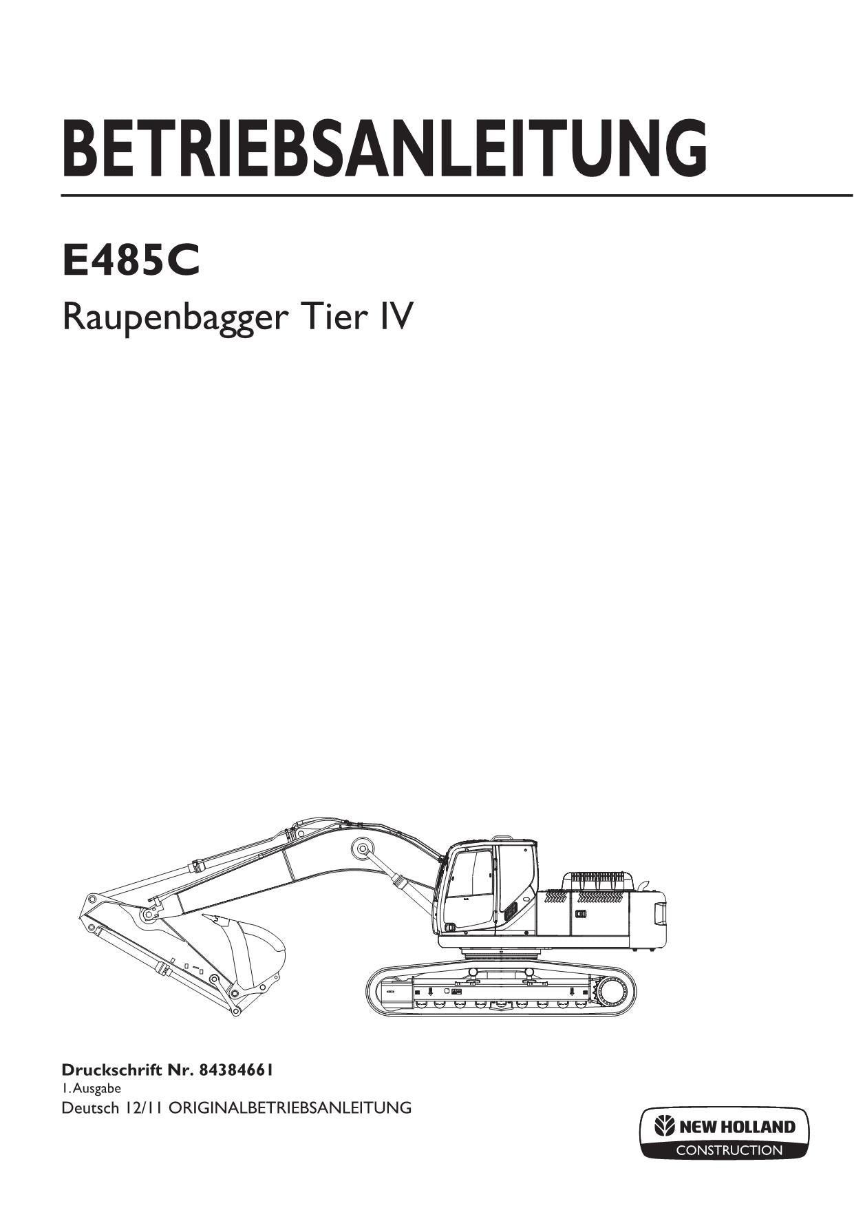 New Holland E485C Bagger Manuel d'instructions