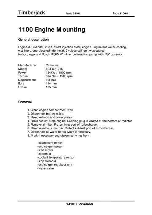 JOHN DEERE 1410B FORWARDER SERVICE REPAIR MANUAL