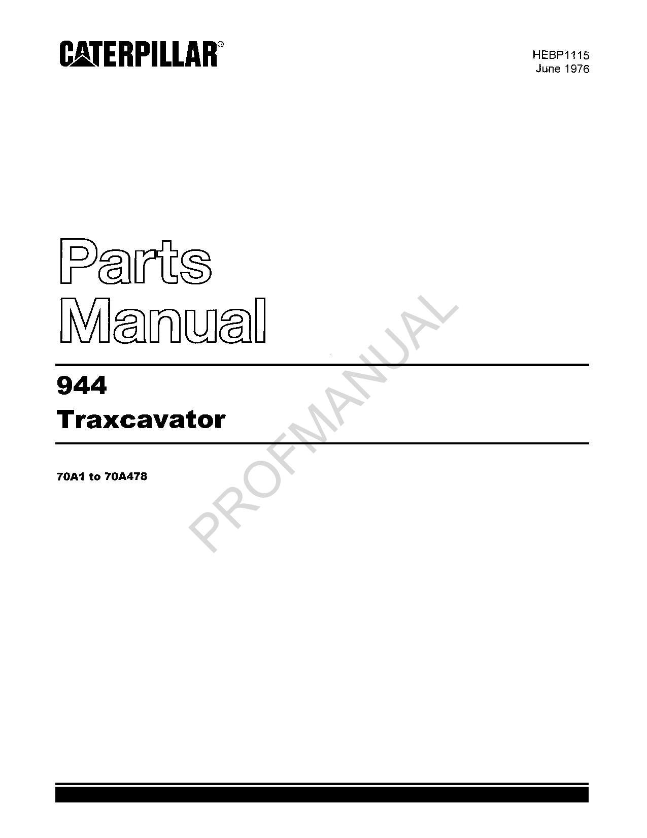 Caterpillar Cat 944 Traxcavator Parts Catalog Manual HEBP1115