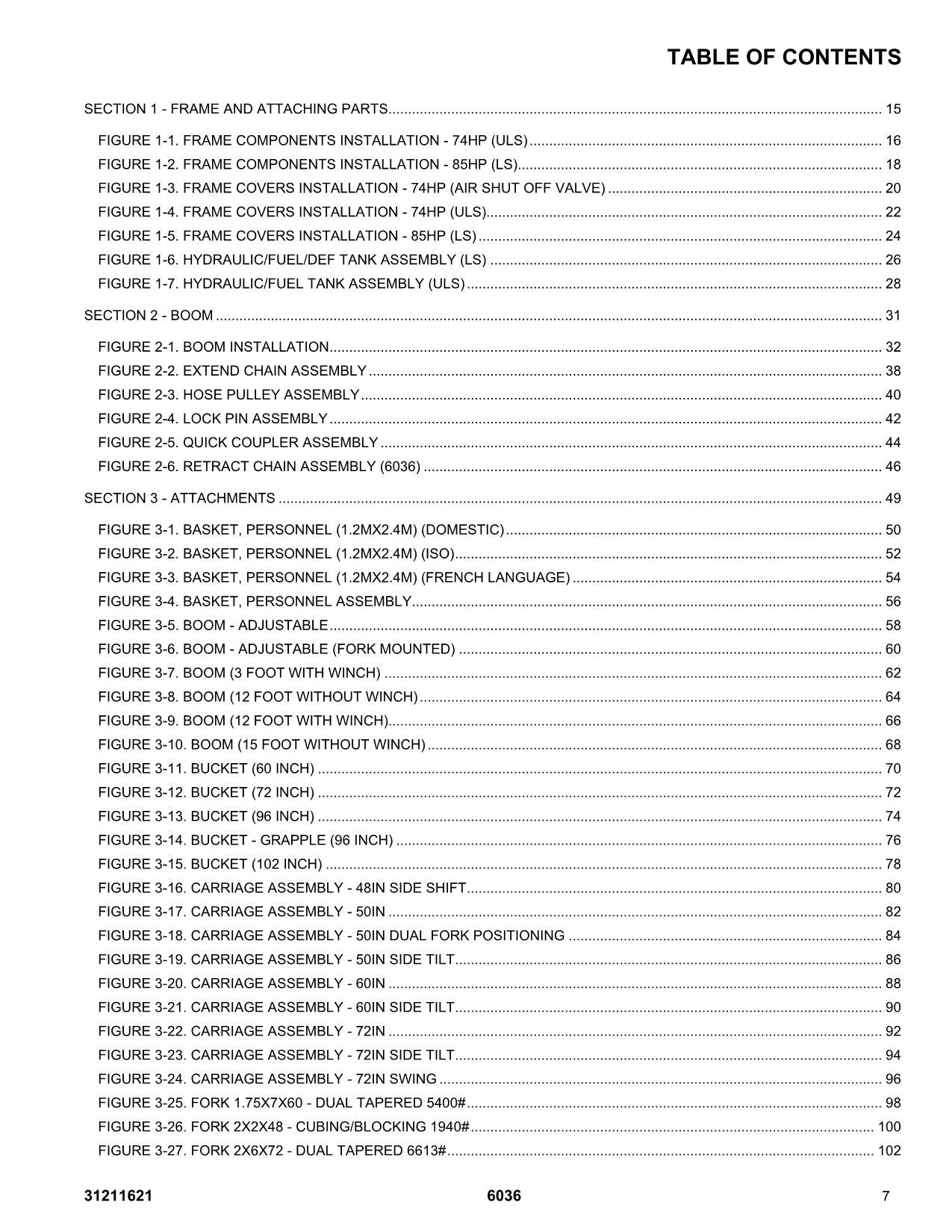 SKYTRAK 6036 Telehandler Parts Catalog Manual 31211621