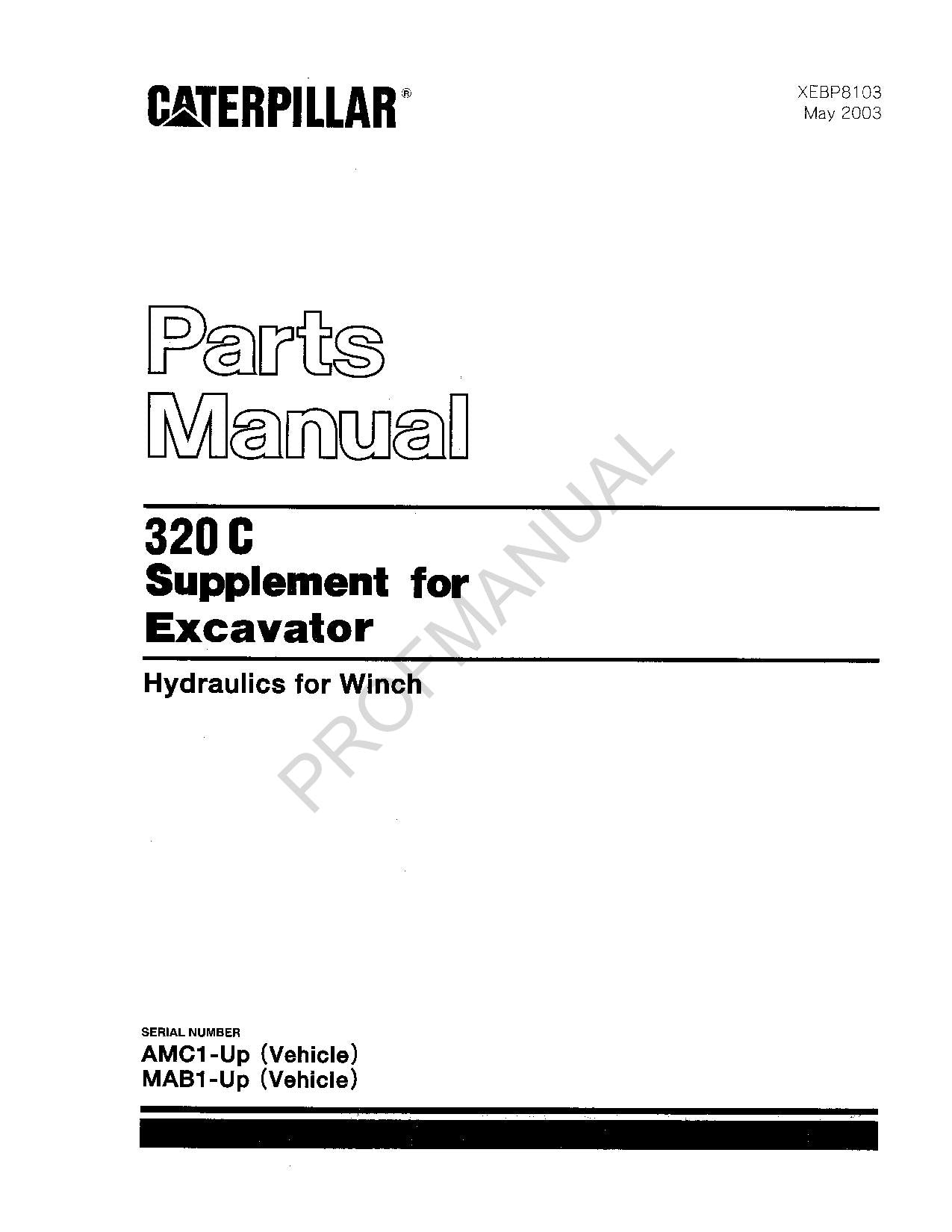 Caterpillar Cat 320C Supplement Excavator Parts Catalog Manual