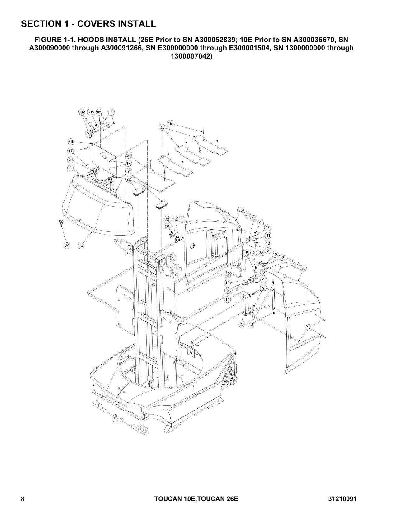 TOUCAN 10E 26E Vertical Lift Parts Catalog Manual 31210091 Multi language