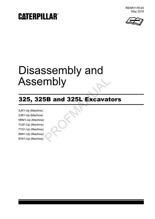 Caterpillar Cat 325 325B 325L EXCAVATOR Disassembly Assembly Manual