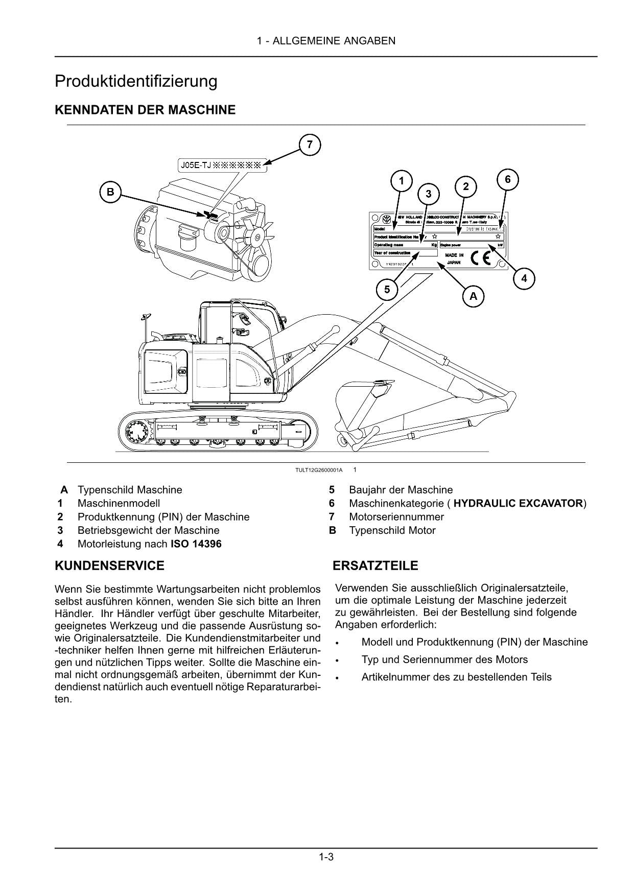 New Holland E230C SR Bagger Manuel d'instructions