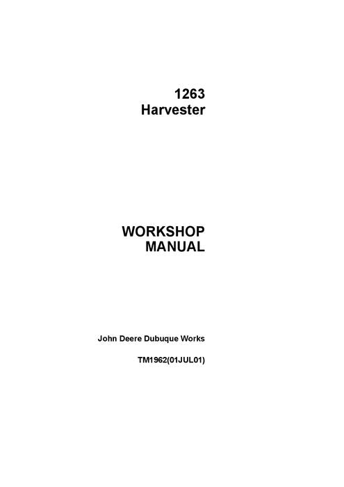 JOHN DEERE 1263 RÄDER-ERNTEMASCHINE SERVICE-REPARATURHANDBUCH