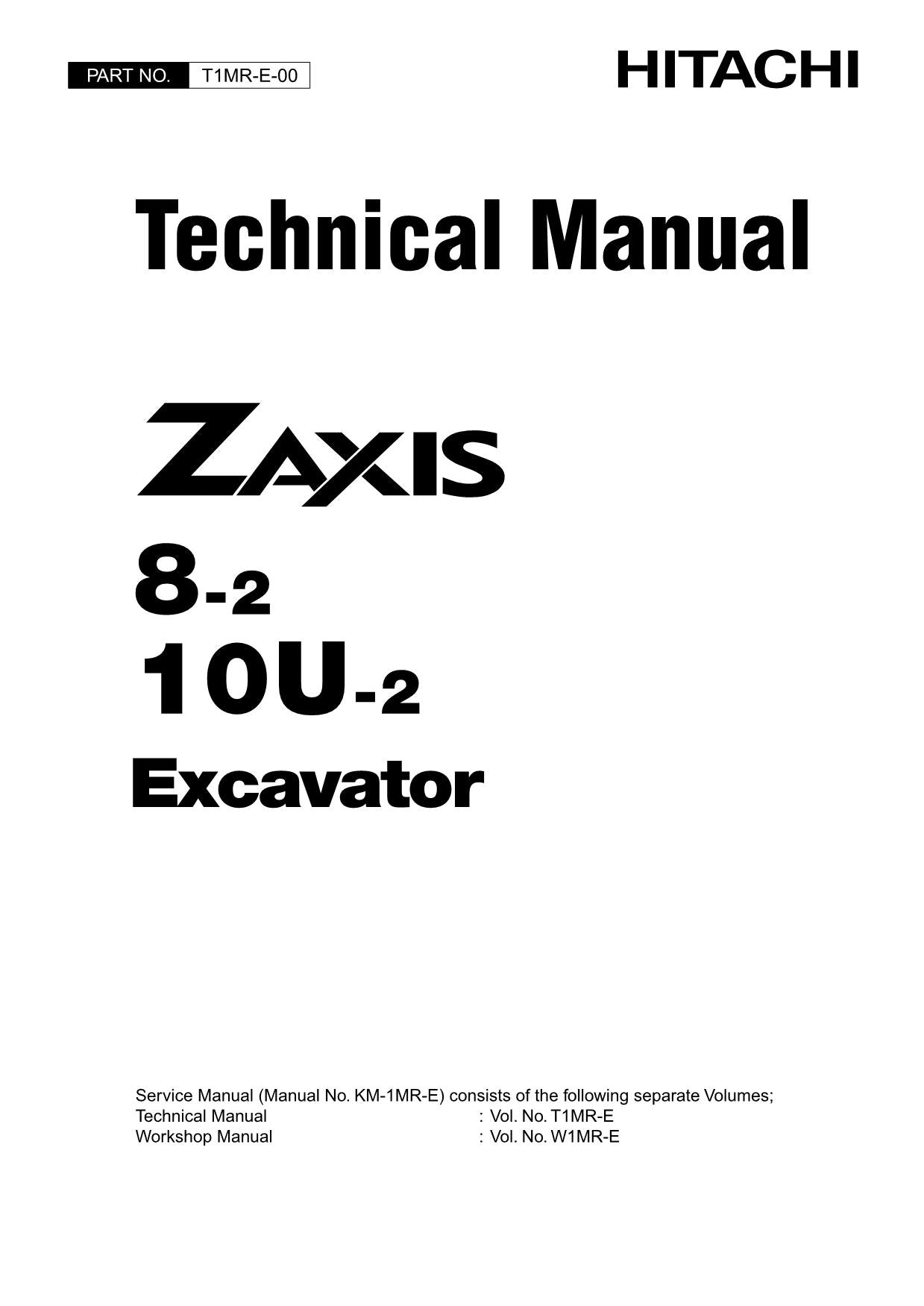 Hitachi ZX8-2 ZX10U-2 Excavator Service Manual with Schemes