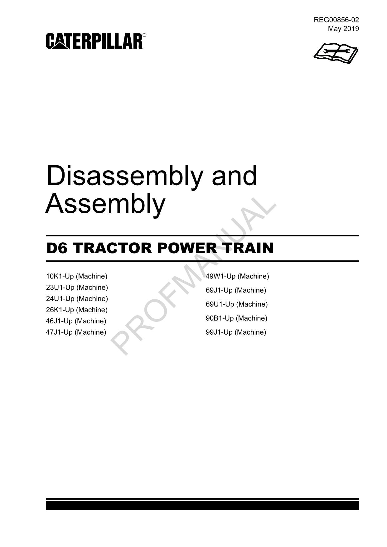 Manuel de démontage et d'assemblage du groupe motopropulseur du tracteur Caterpillar CAT D6