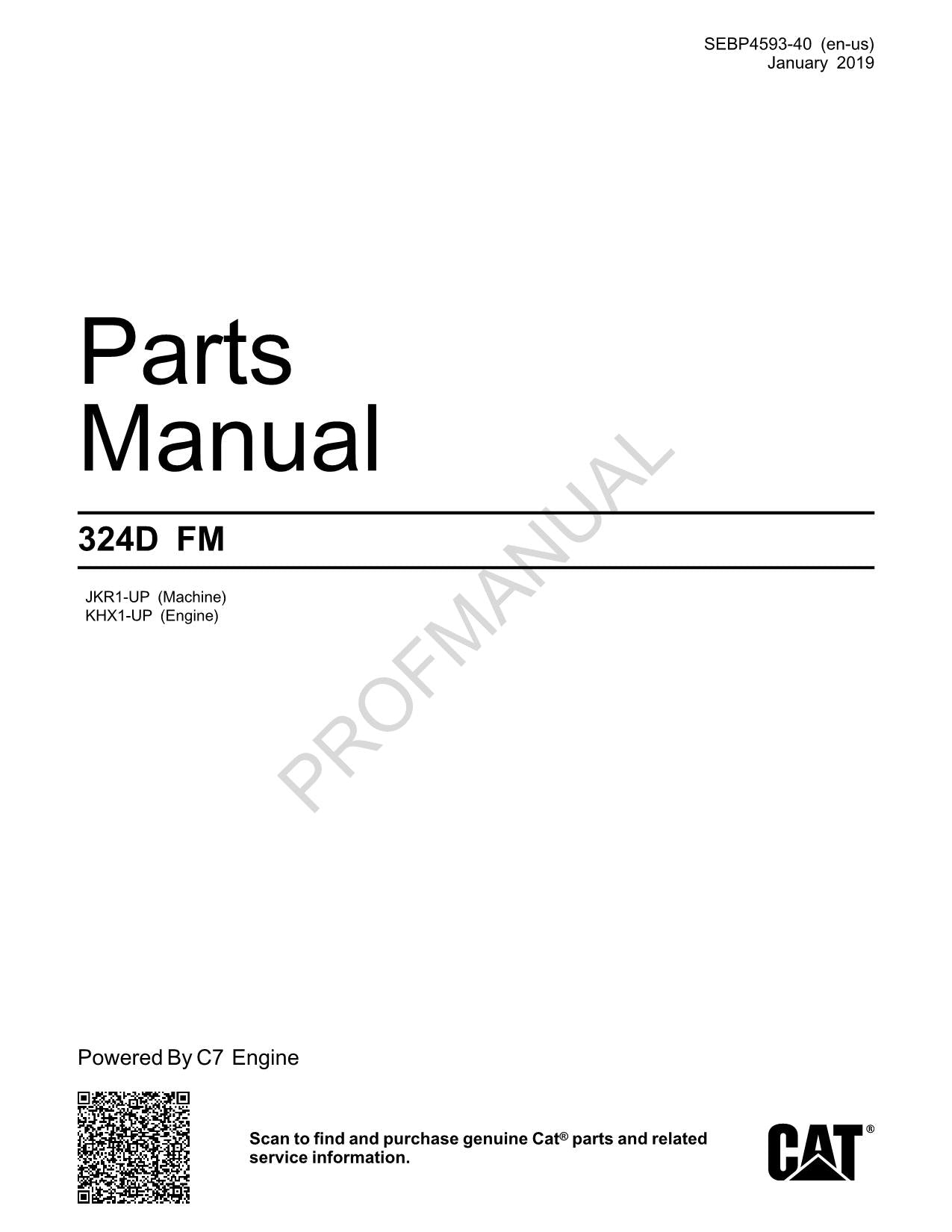 Caterpillar 324D Forest Machine Parts Catalog Manual