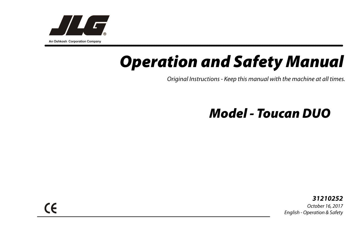 TOUCAN Duo Vertical Lift Maintenance Operation Operators Manual