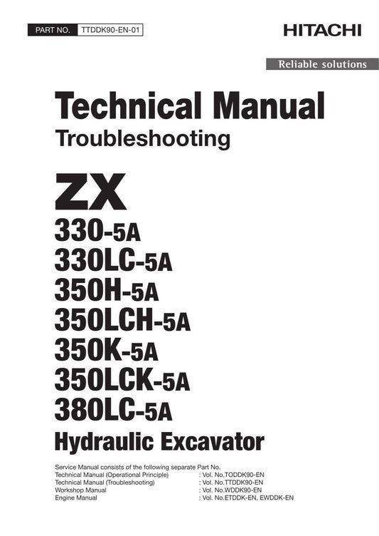 Hitachi ZX330-5A ZX330LC-5A ZX350H-5A Excavator Troublesh Service Manual Schemes