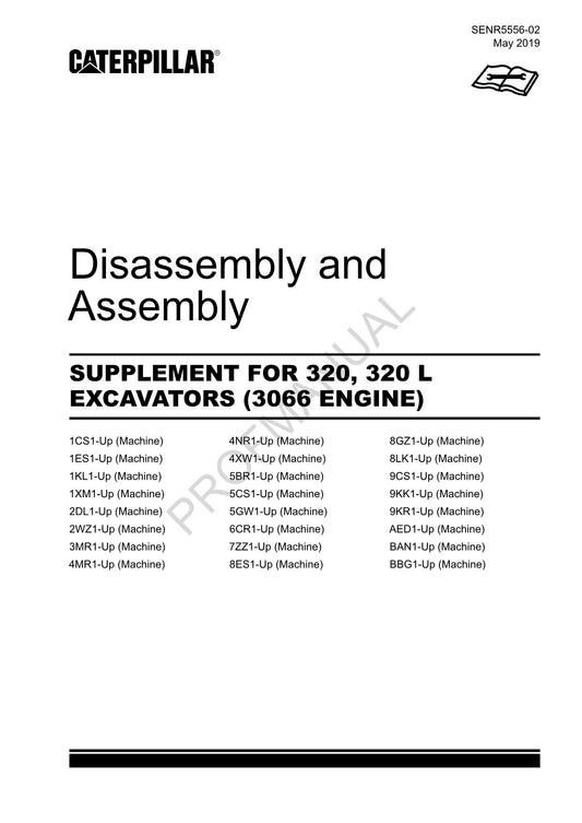 Caterpillar SUPPLEMENT 320 320 L EXCAVATOR 3066 ENGINE Disassembly Assem Manual