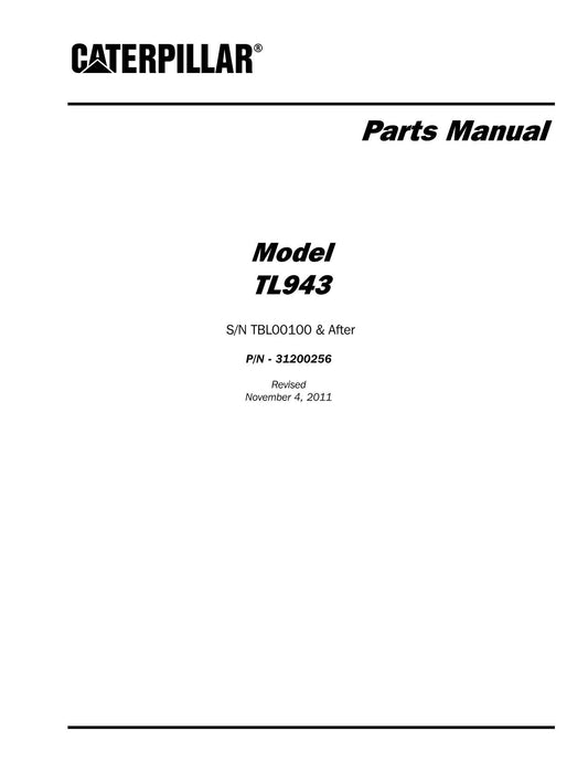 Catalogue de pièces détachées pour chariot télescopique Caterpillar TL943 Manuel SN TBL et après