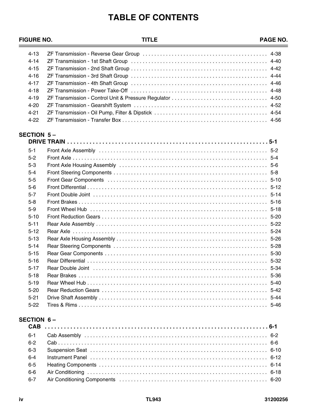 Catalogue de pièces détachées pour chariot télescopique Caterpillar TL943 Manuel SN TBL et après