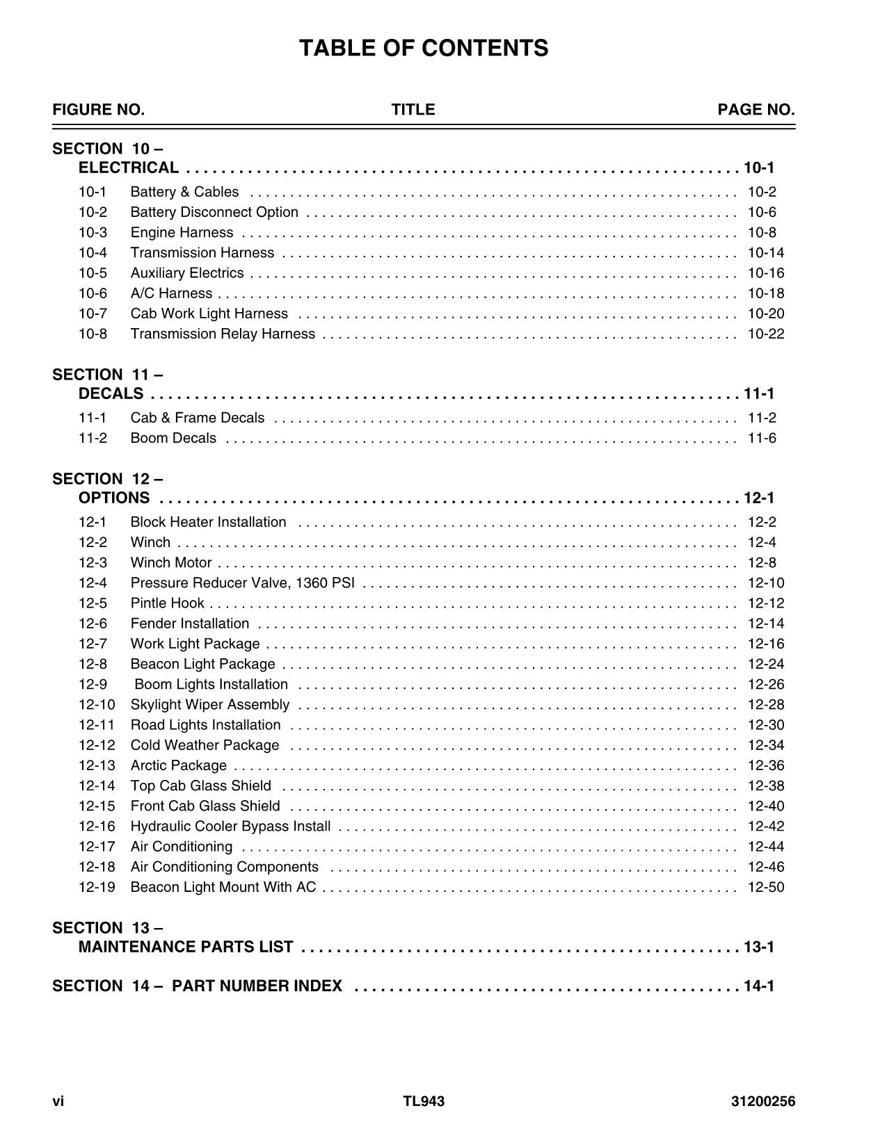 Catalogue de pièces détachées pour chariot télescopique Caterpillar TL943 Manuel SN TBL et après