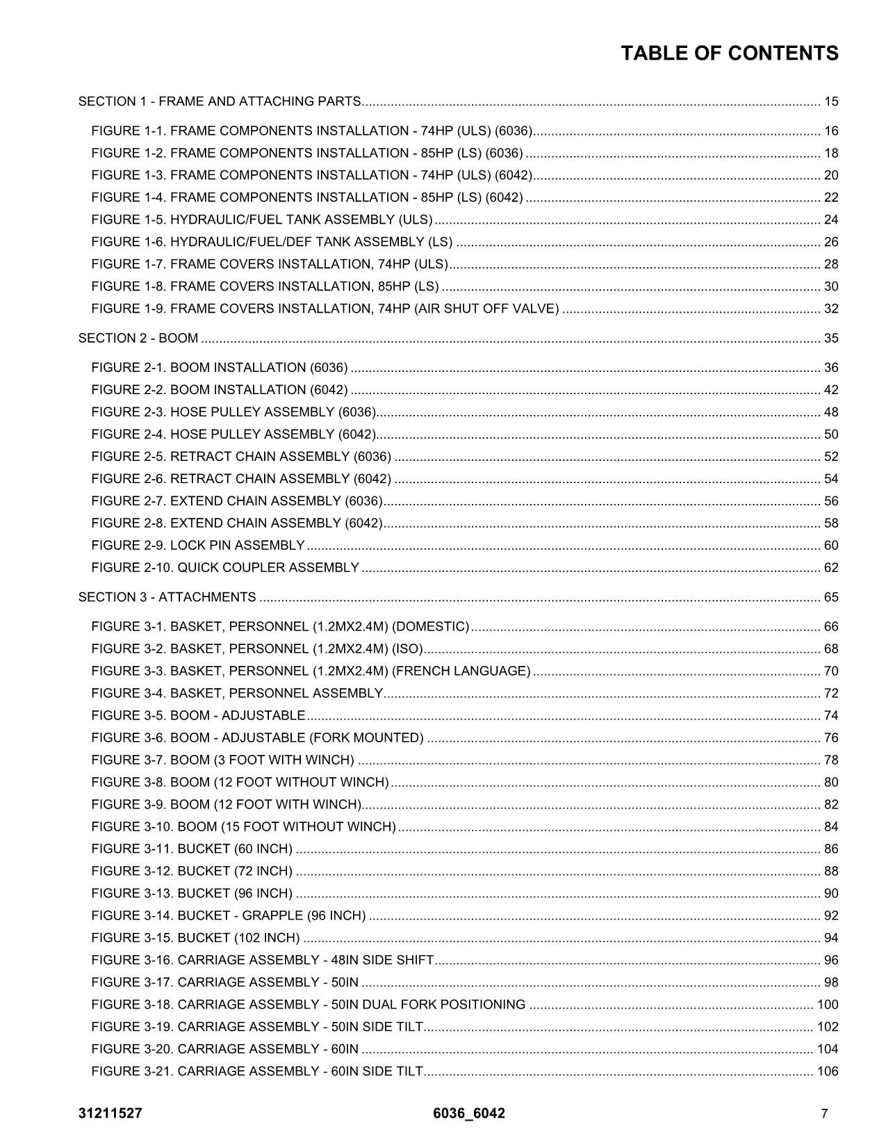 SKYTRAK 6036 6042 Telehandler Parts Catalog Manual