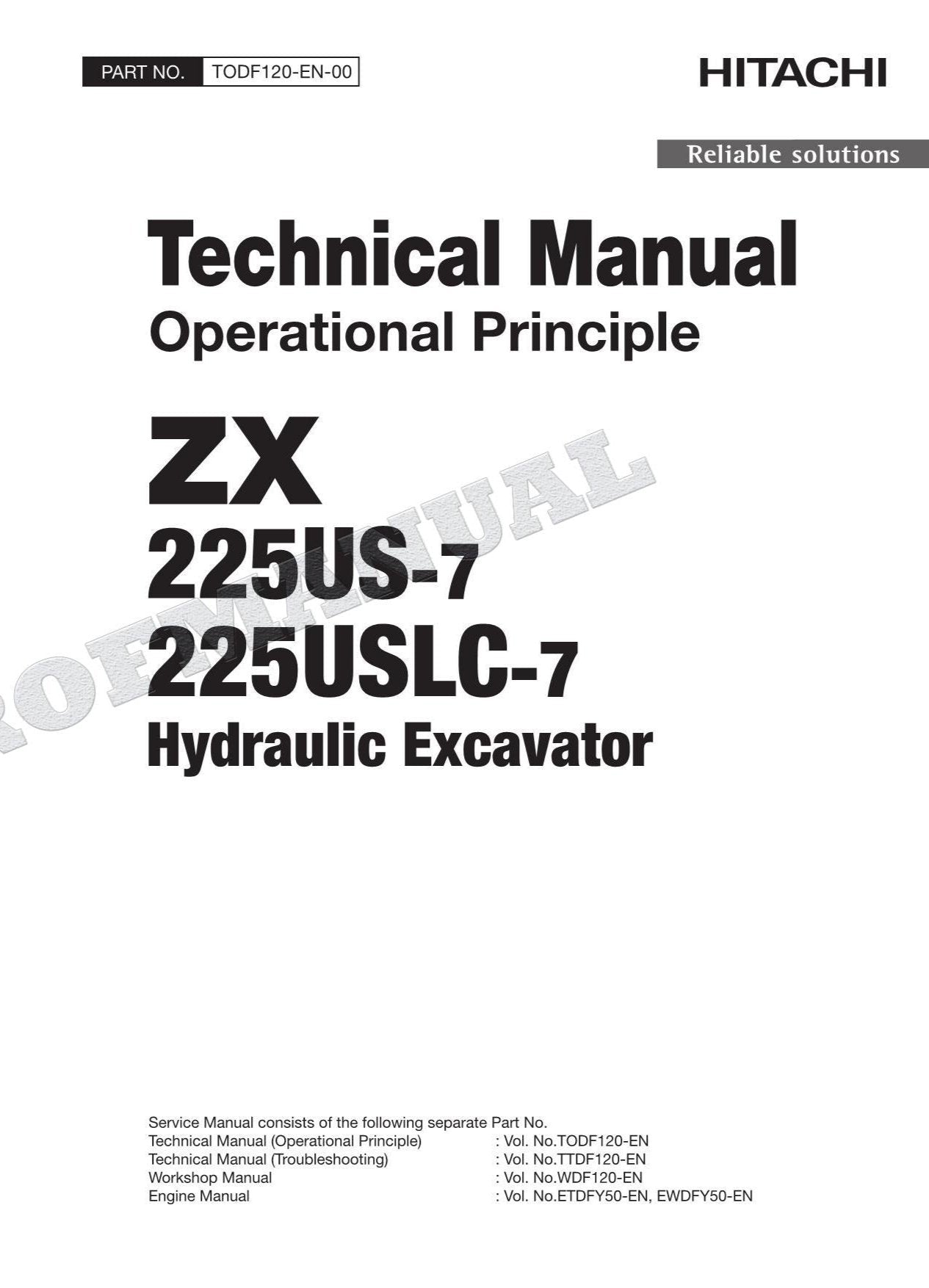 HITACHI ZX225US-7 ZX225USLC-7 Excavator Service Manual Operat Principle