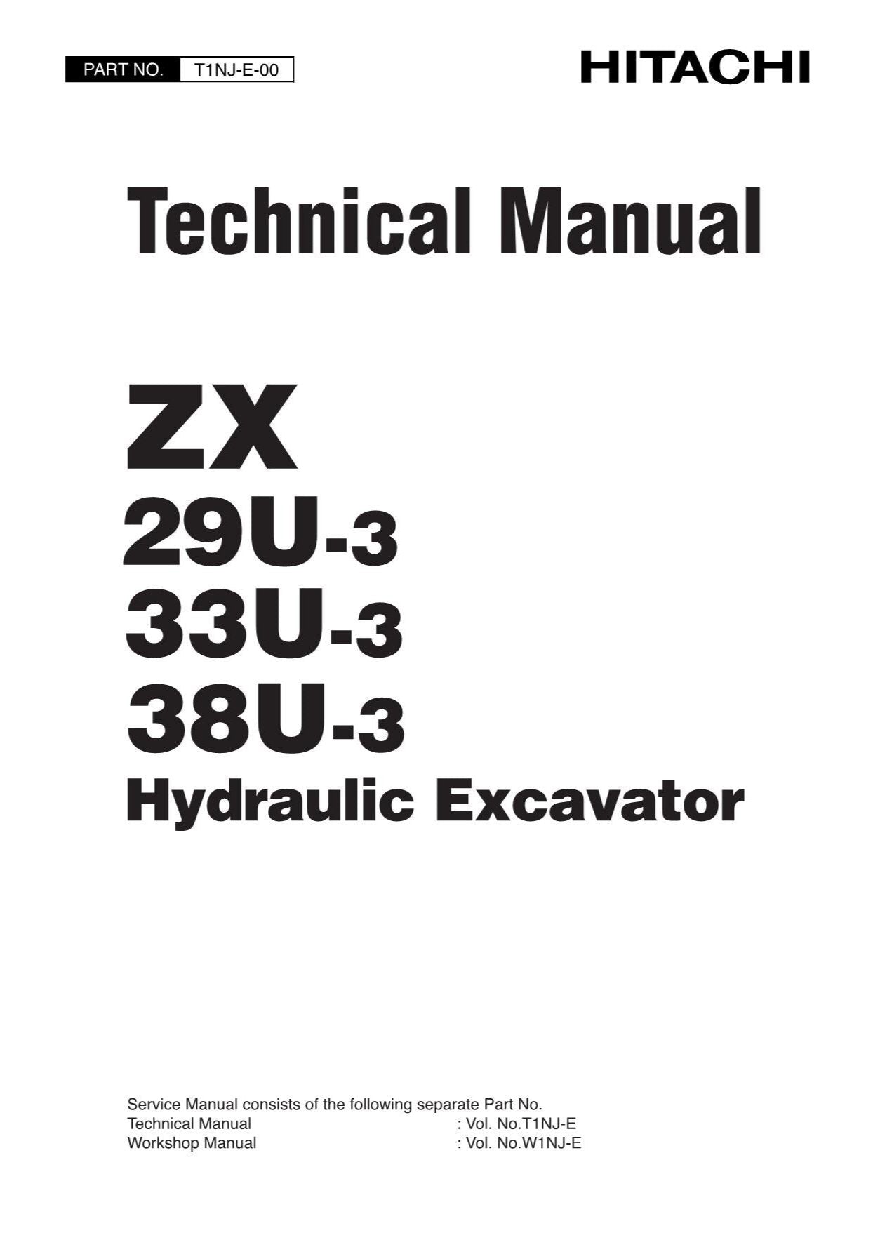 Hitachi ZX29U-3 ZX33U-3 ZX38U-3 Excavator Service Manual with Schemes