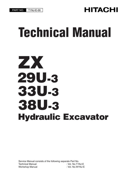 Hitachi ZX29U-3 ZX33U-3 ZX38U-3 Excavator Service Manual with Schemes