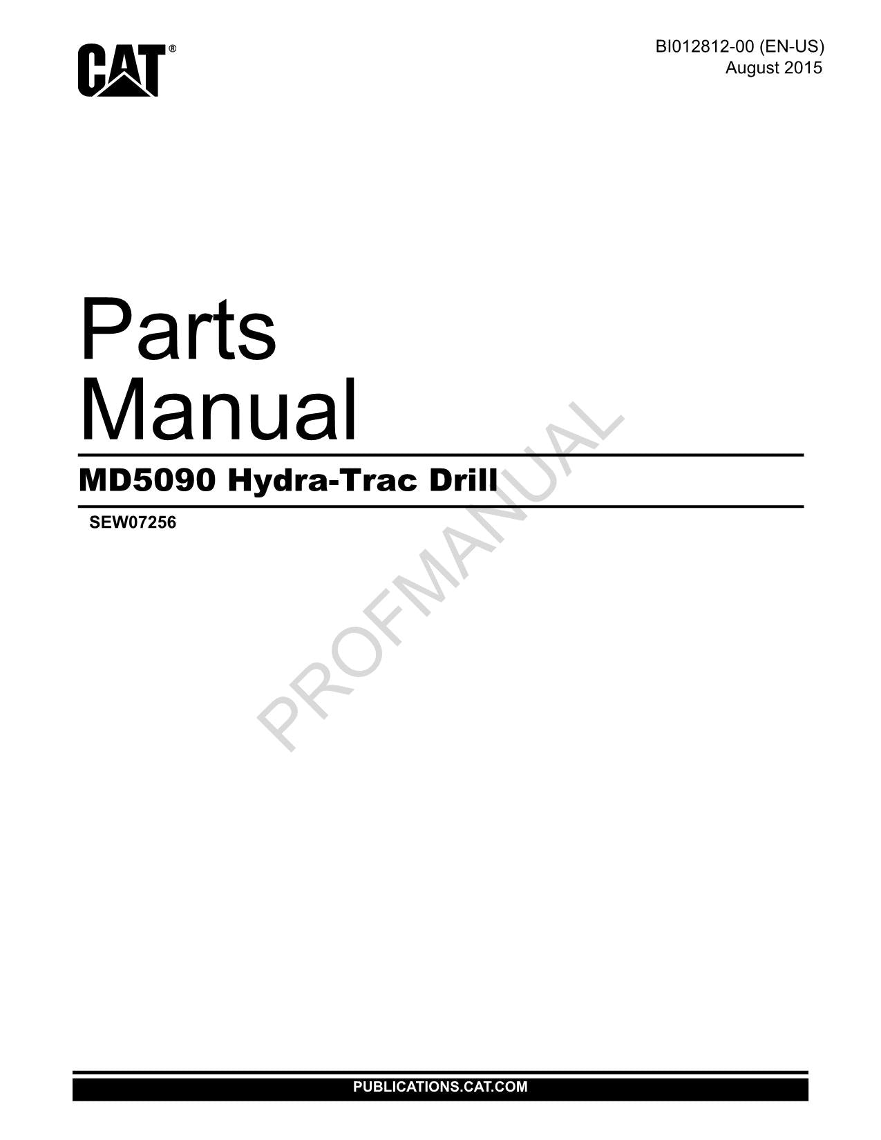 Caterpillar Cat MD5090 Hydra Trac Drill Parts Catalog Manual ser SEW07256