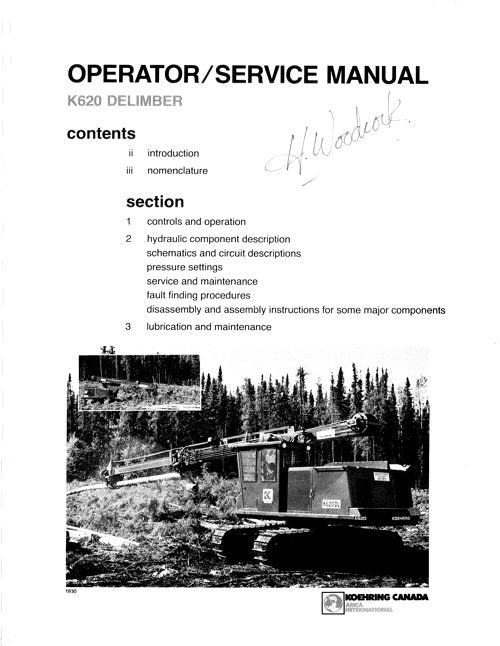 JOHN DEERE K620 DELIMBER SERVICE REPAIR MANUAL