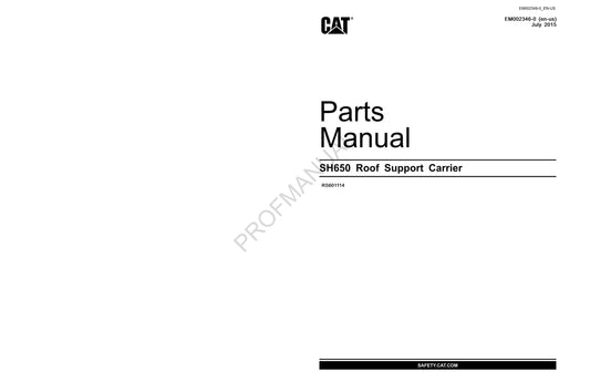 Caterpillar SH650 Roof Support Carrier Underground Longwall Parts Catalog Manual