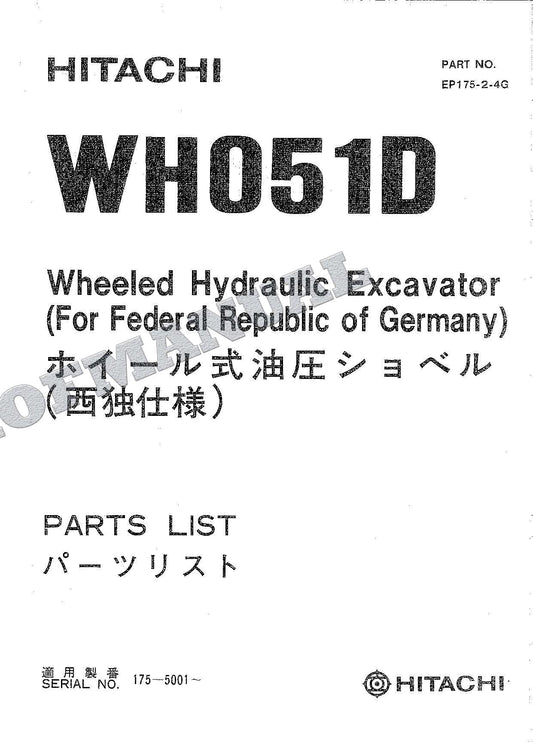 HITACHI WH051D Excavator Parts Catalog Manual SN 175-5001-