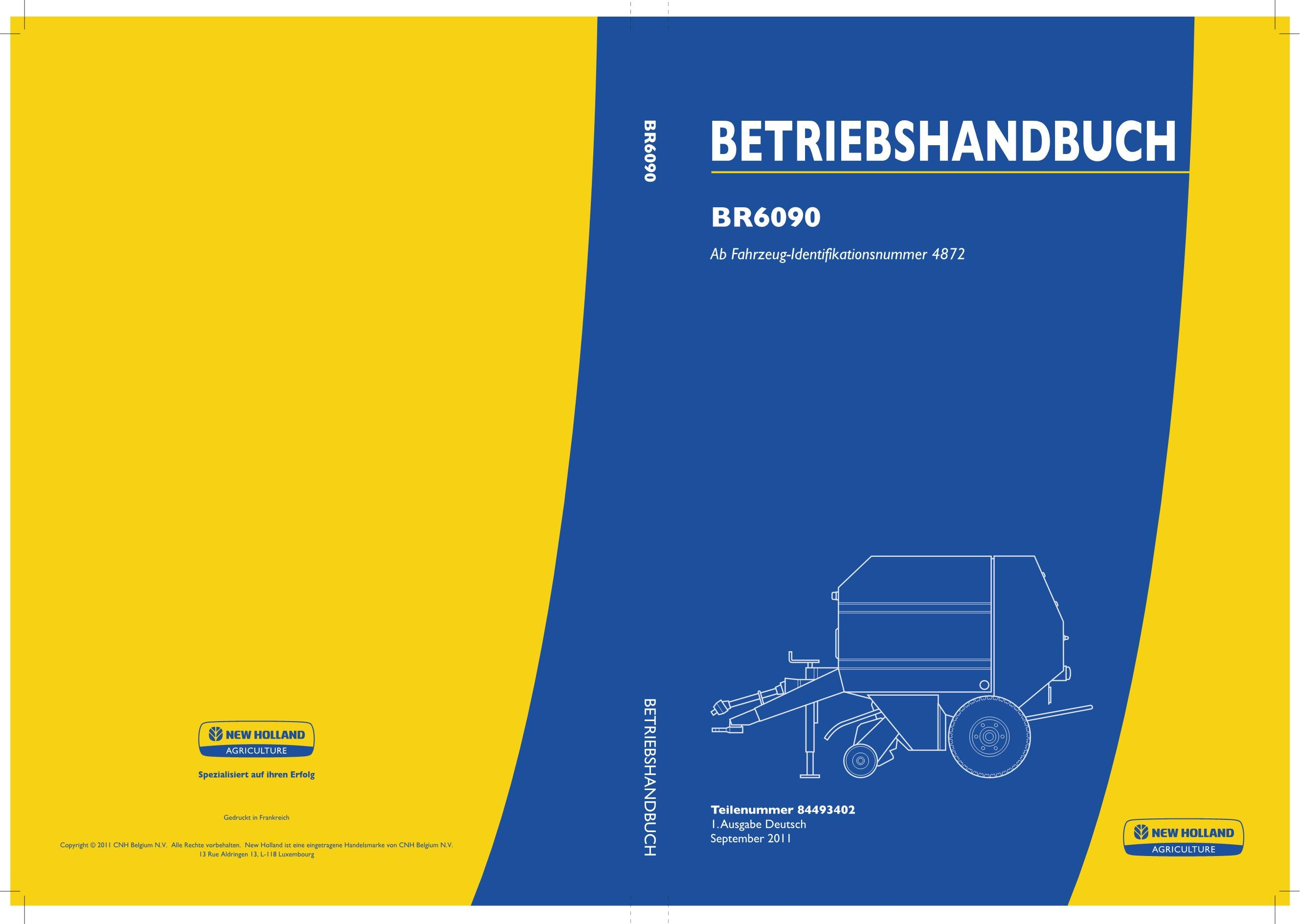 New Holland BR6090 Rundballenpresse Betriebsanleitung ser 4872 ...