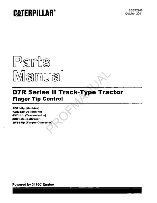 Catalogue de pièces détachées pour tracteur à chenilles Caterpillar Cat D7R série II SEBP2948