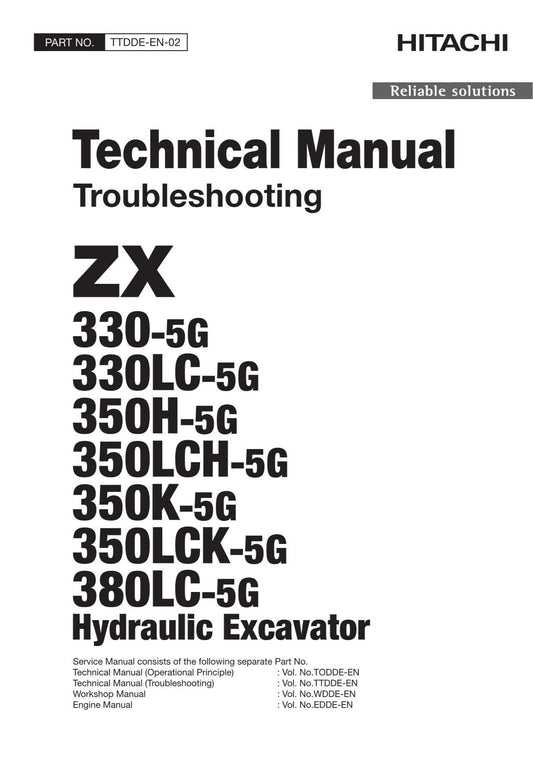 Hitachi ZX350LCK-5G ZX380LC-5G Excavator Troubleshooting Service Manual Schemes