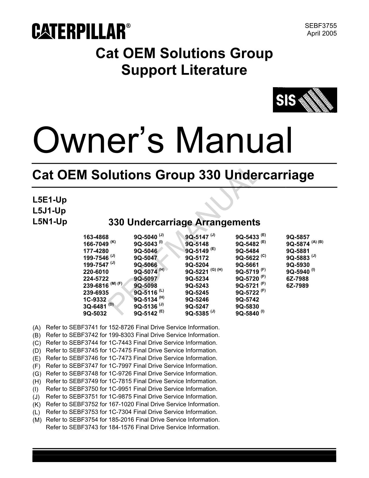 Caterpillar Cat Oem Solutions Group Support Literature Parts Catalog Manual