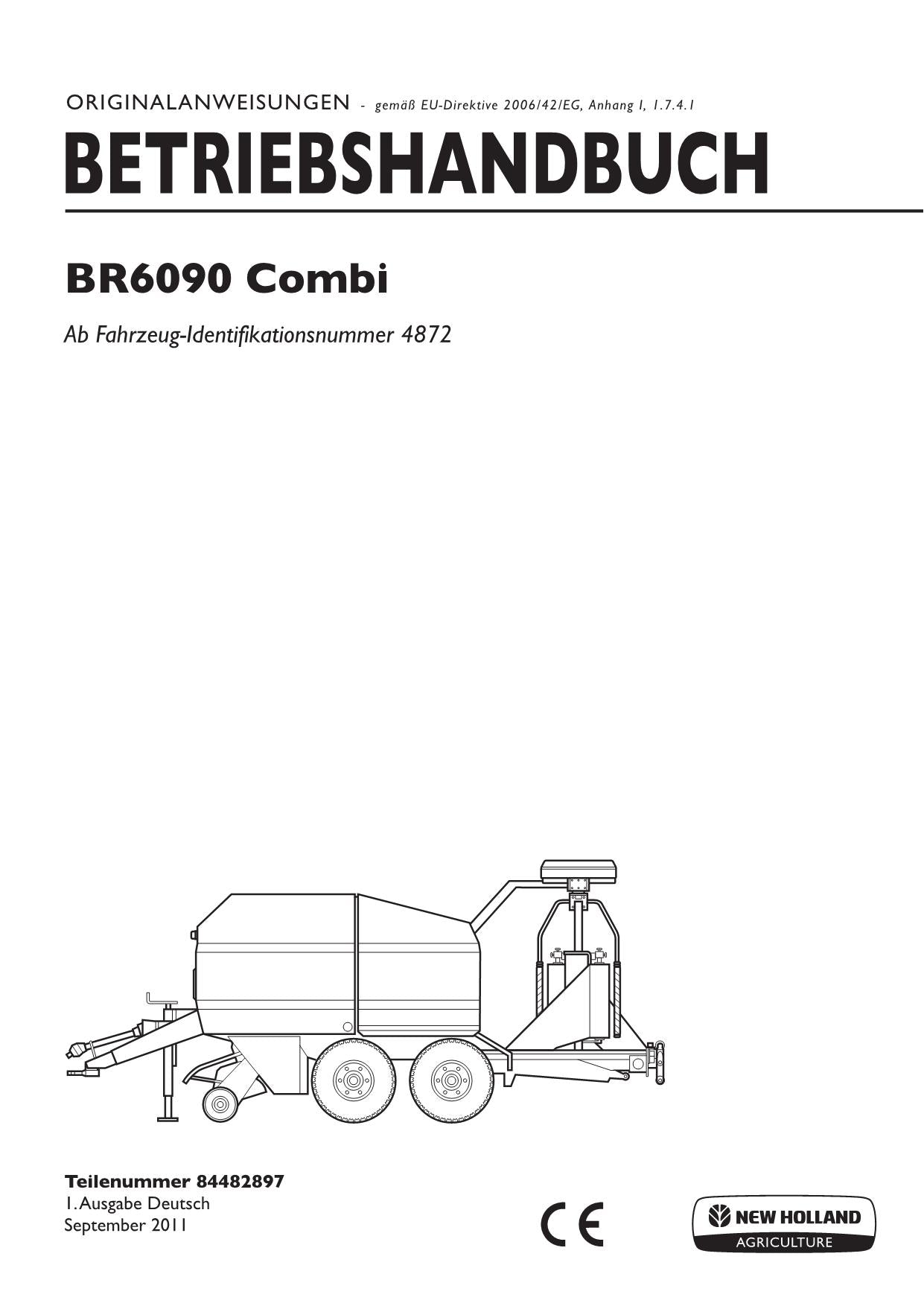 New Holland BR6090 COMBI Rundballenpresse Manuel d'instructions