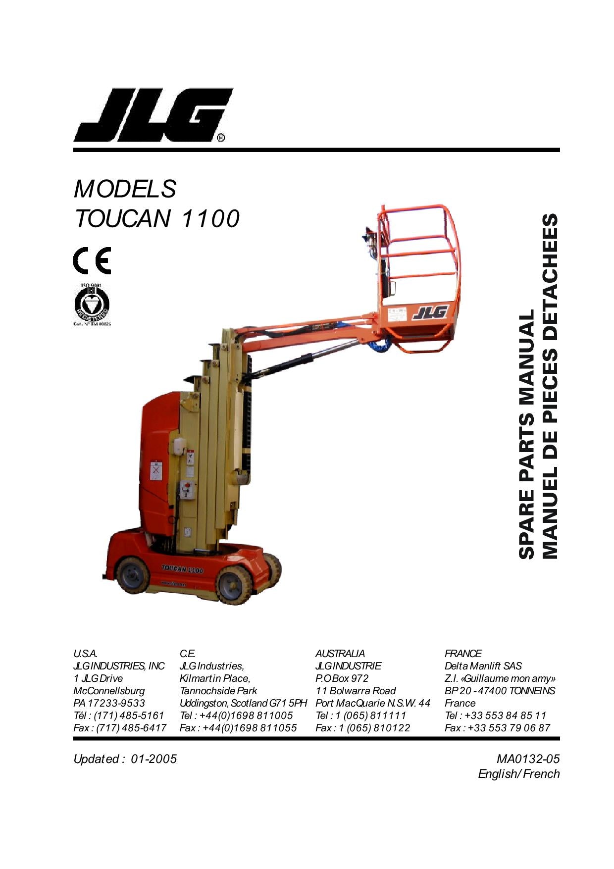 TOUCAN 1100 Vertical Lift Parts Catalog Manual MA013205 Multi language