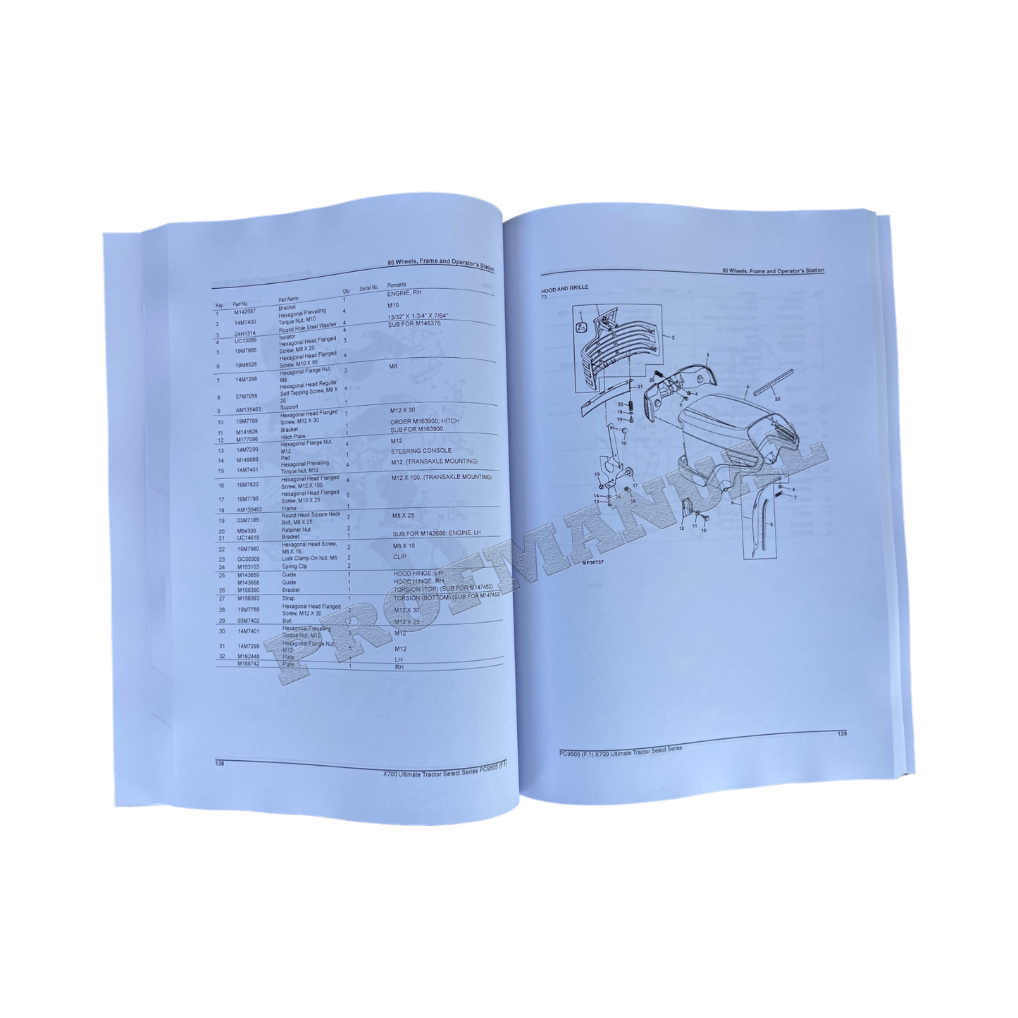 JOHN DEERE X700 TRAKTOR ERSATZTEILKATALOGHANDBUCH 