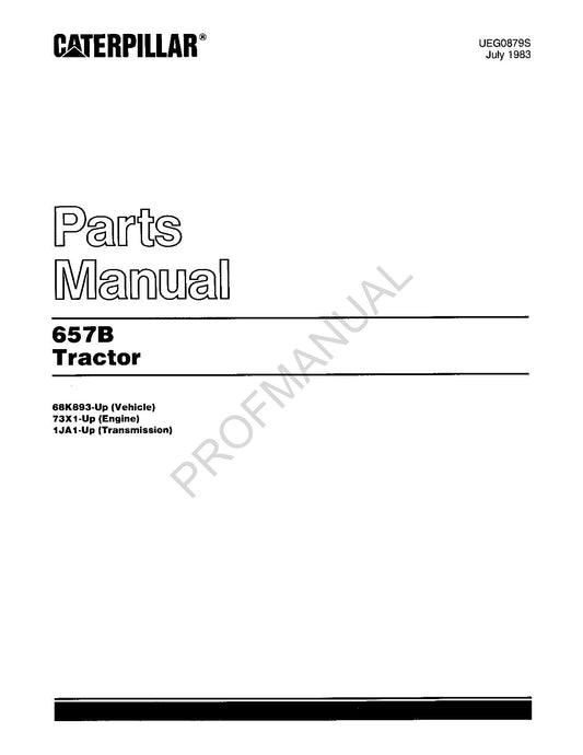 Caterpillar Cat 657B Tractor Parts Catalog Manual