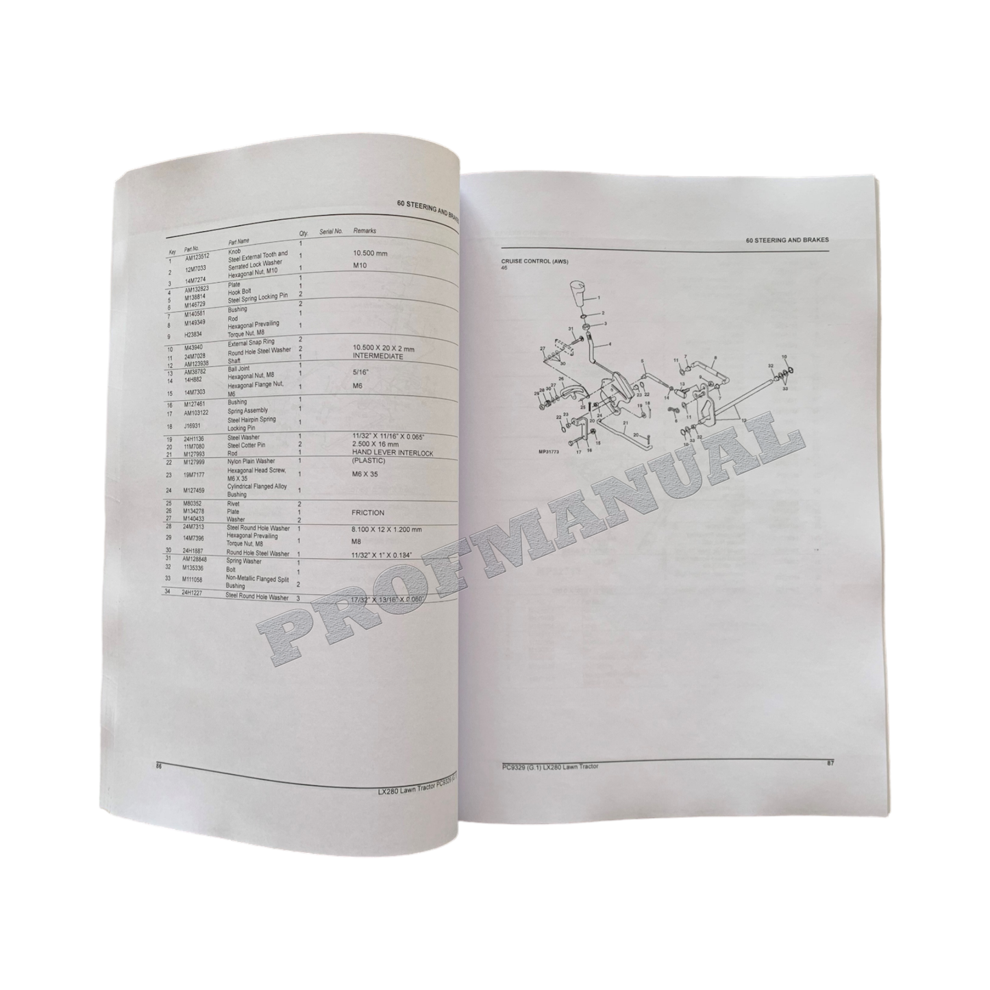 JOHN DEERE LX280 TRAKTOR ERSATZTEILKATALOGHANDBUCH