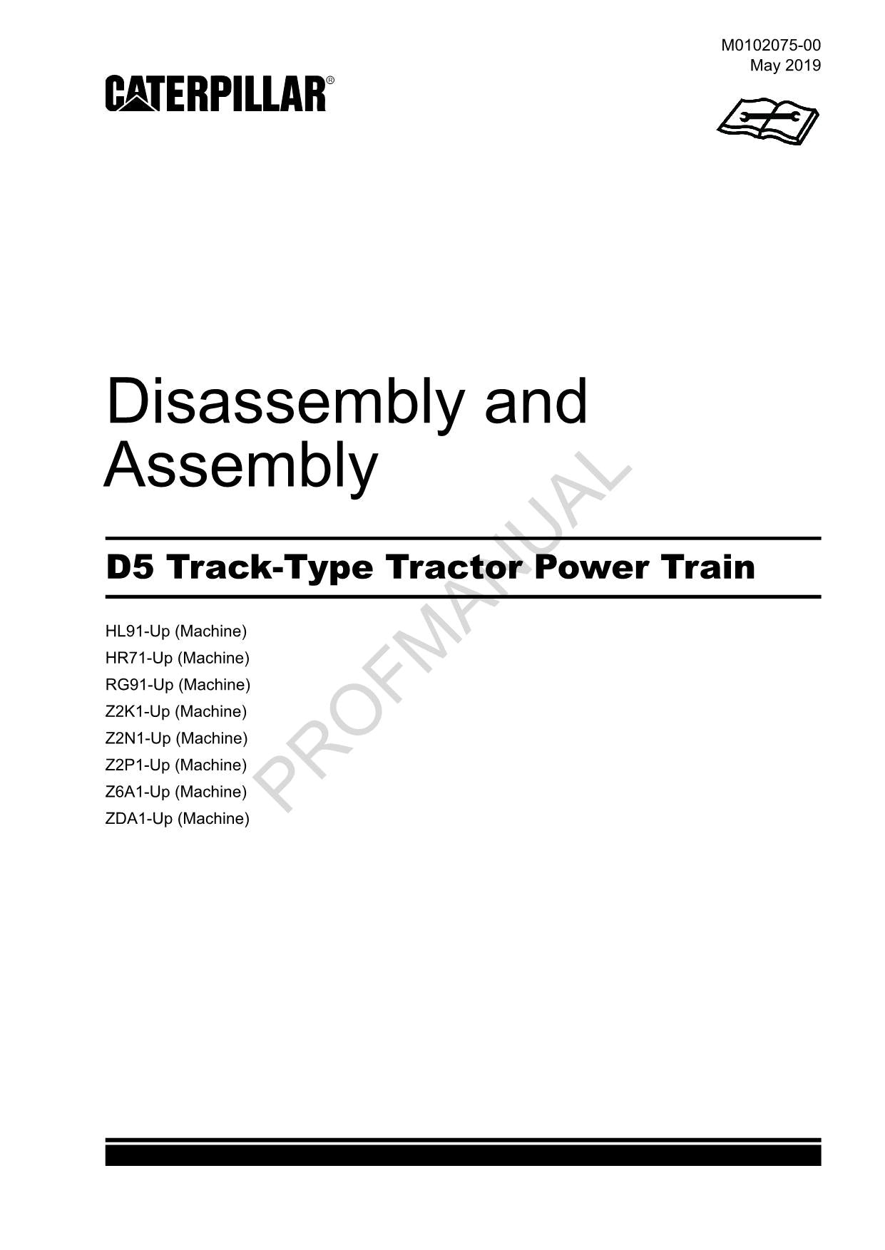 Caterpillar CAT D5 Track Type Tractor Power Train Manual Disassembly Assembly