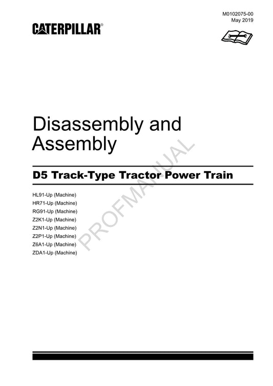 Caterpillar CAT D5 Track Type Tractor Power Train Manual Disassembly Assembly