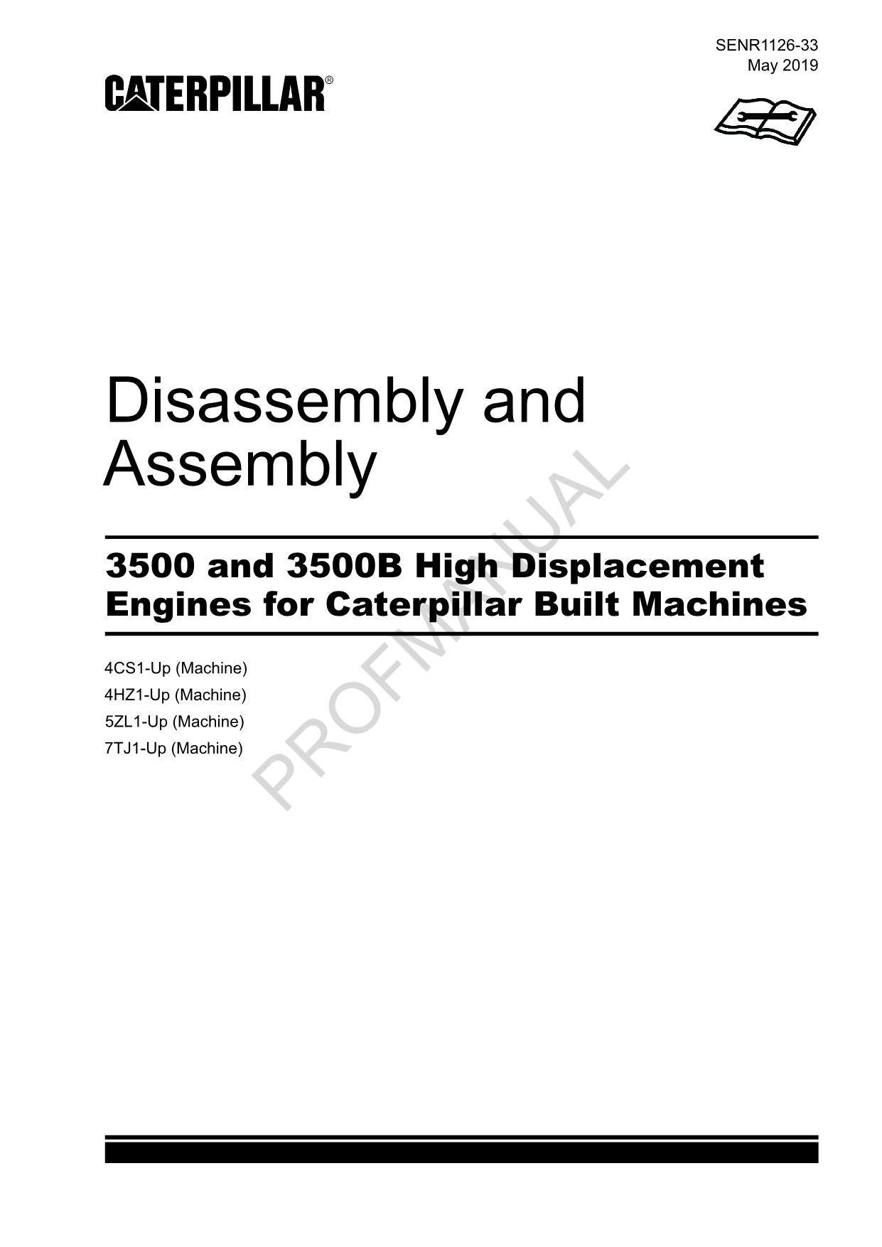 Manuel de démontage et d'assemblage du moteur à grande cylindrée Caterpillar Cat 3500 3500B