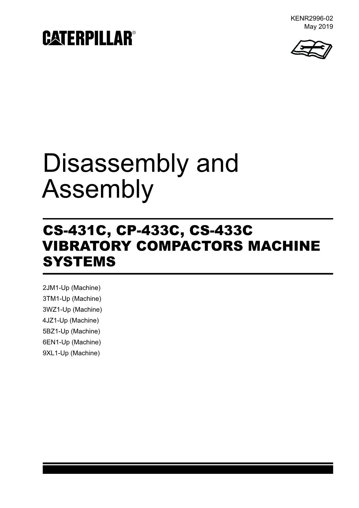 Caterpillar CP-433C Compactor Disassembly Assembly Service Manual KENR2996