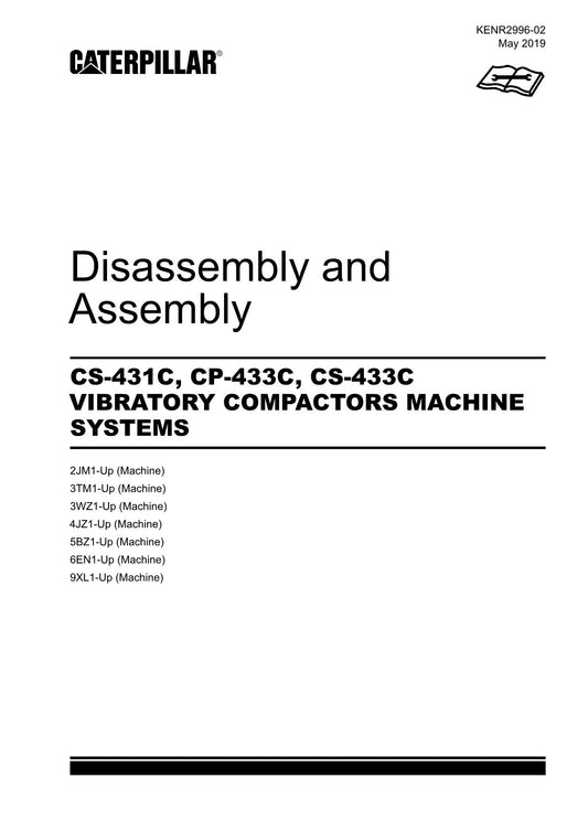 Caterpillar CP-433C Compactor Disassembly Assembly Service Manual KENR2996