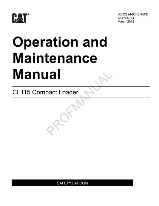 Wartungshandbuch für den Kompaktlader Caterpillar Cat CL115