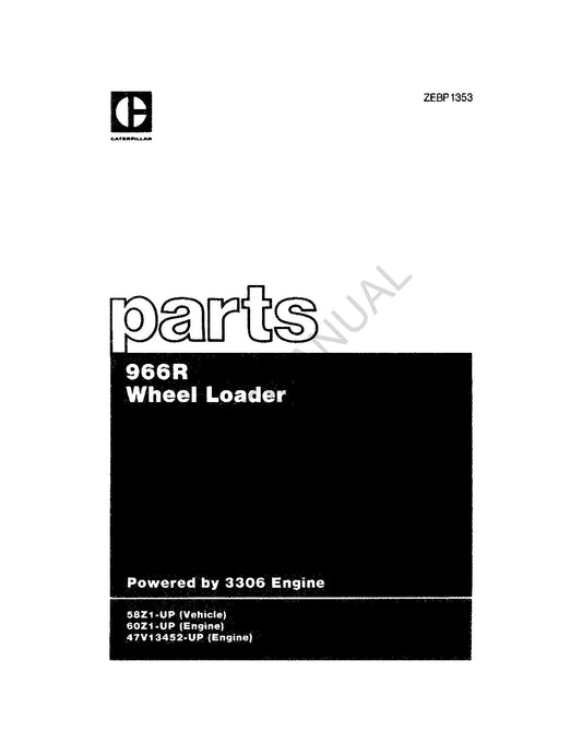 Caterpillar Cat 966G Wheel Loader Parts Catalog Manual ZEBP1353