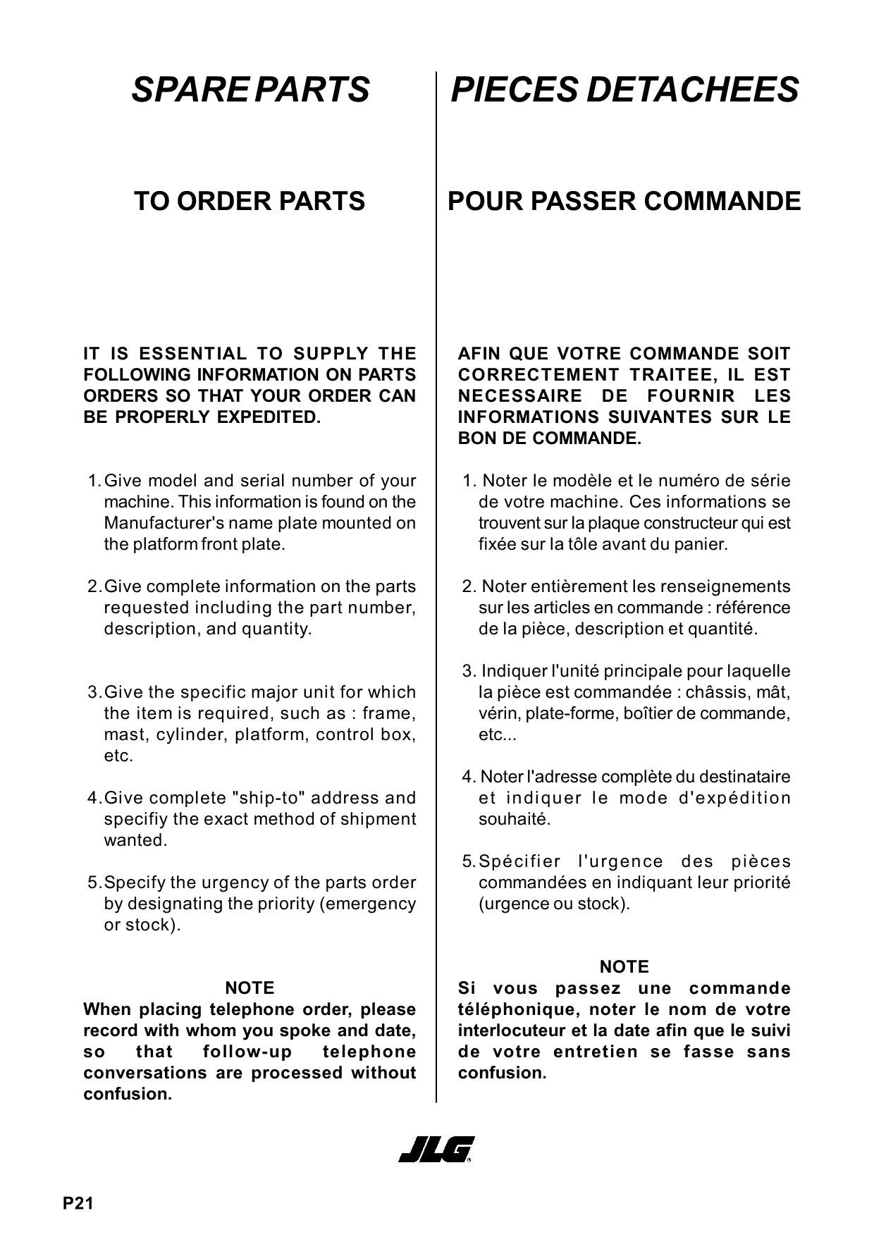 TOUCAN P21 Vertical Lift Parts Catalog Manual 21034 21035 21038 Multi language