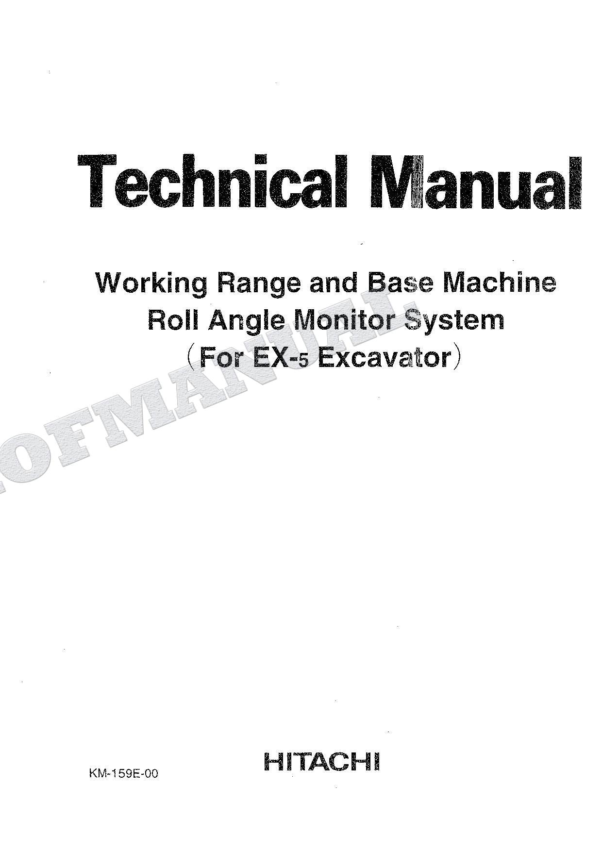 HITACHI Working Range Base Roll Angle Monitor EX-5 Excavator Service manual