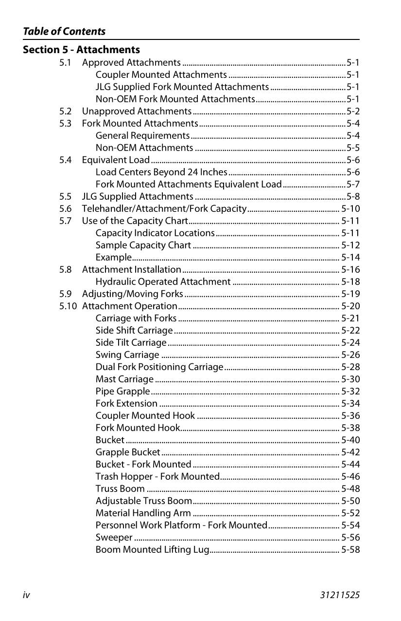 SKYTRAK 10042 10054 12054 6036 6042 8042 Telehandler Operators Manual 31211525