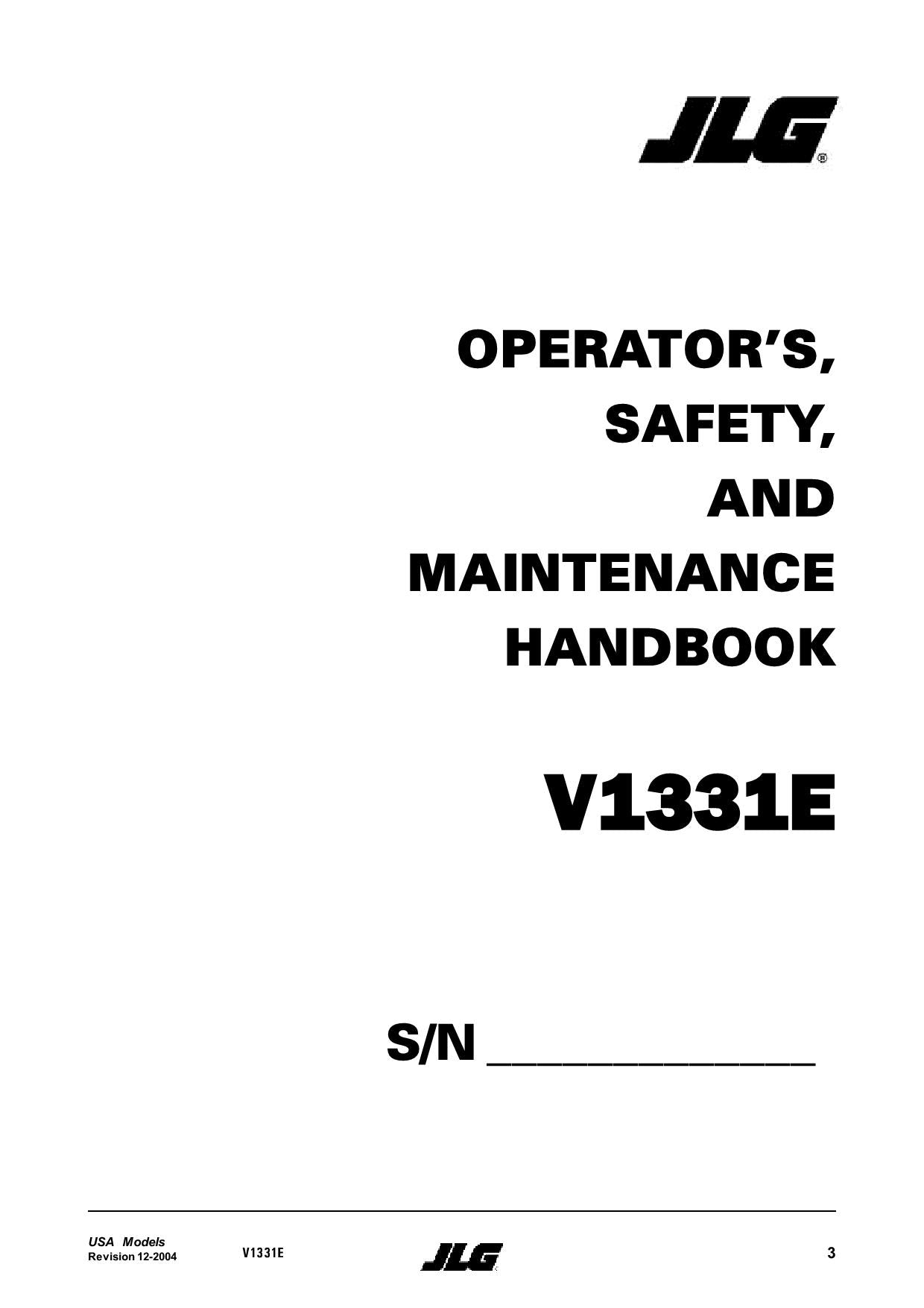 TOUCAN V1331E Vertical Lift Maintenance Operation Operators Manual