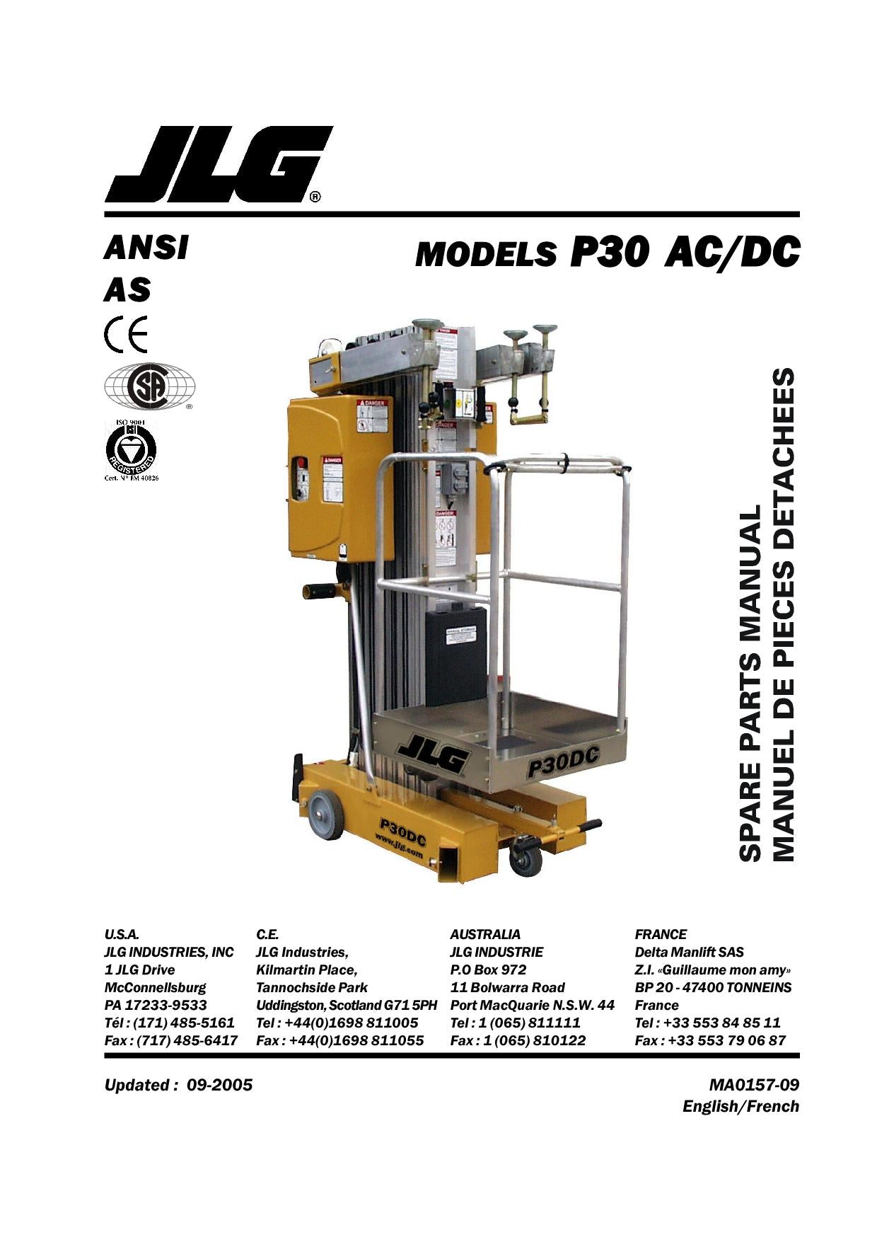 TOUCAN P30 Vertical Lift Parts Catalog Manual 36465-36471