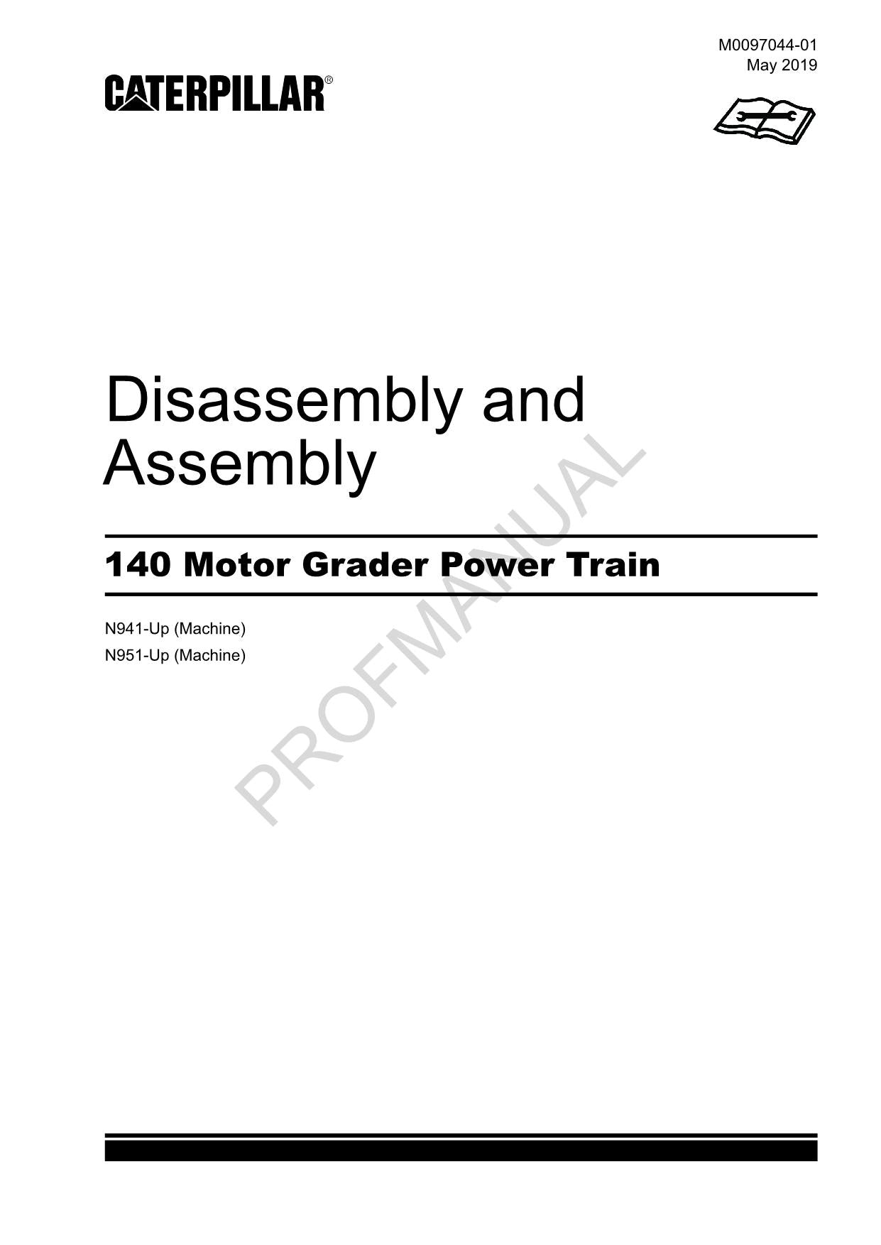 Caterpillar Cat 140 Motor Grader Power Train Disassembly Assembly Service Manual