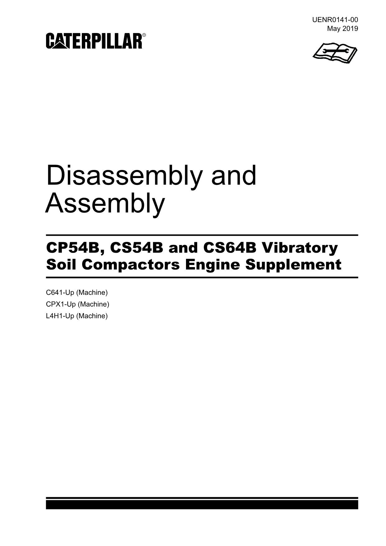 Caterpillar CP54B Compactor Engine Suppl Disassem Assem Service Manual UENR0141